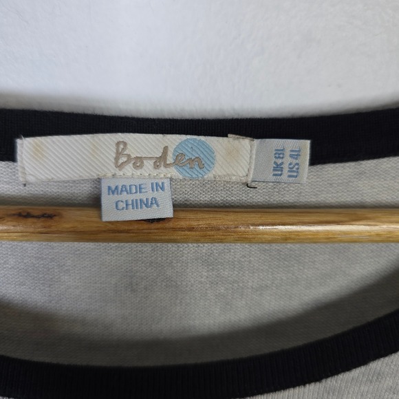 Boden Milano Colorblock Knit Fit Flare Dress Black Light Gray 4 Long Tall - Picture 4 of 6